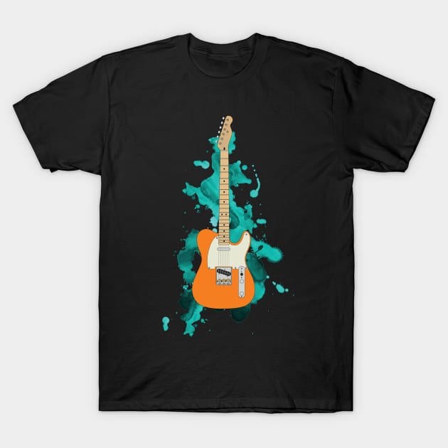 T-Style Electric Guitar Orange Color T-Shirt by nightsworthy